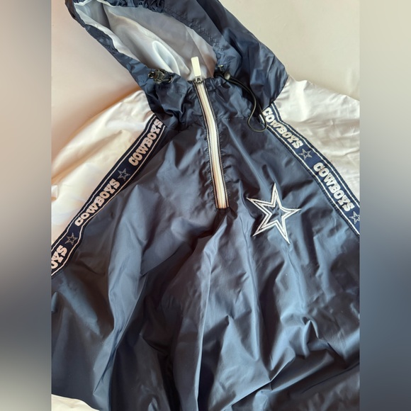 Dallas cowboys NFL cropped drawstring windbreaker sweatshirt hoodie size S. - Picture 1 of 8